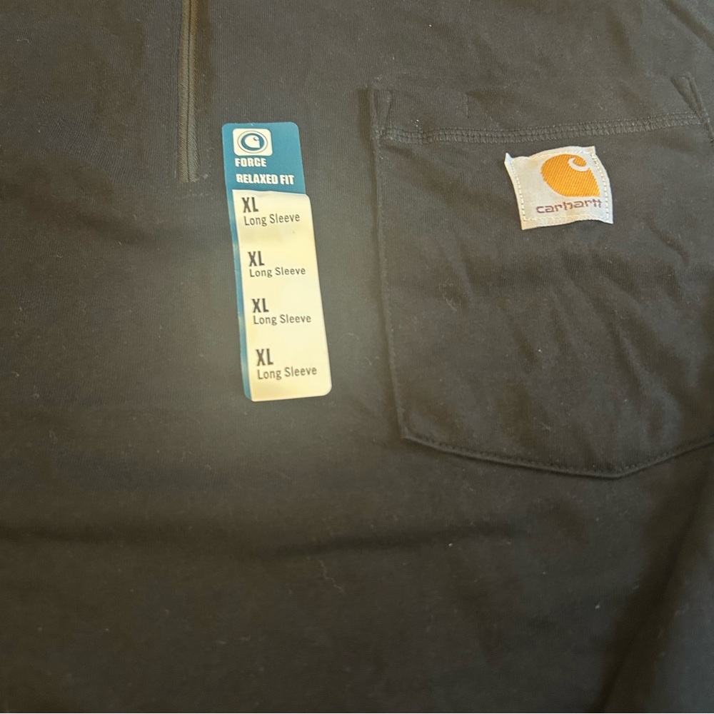 Force Relaxed Fit Long Sleeve Quarter Zip Pocket T-Shirt Black XL New - Picture 3 of 7